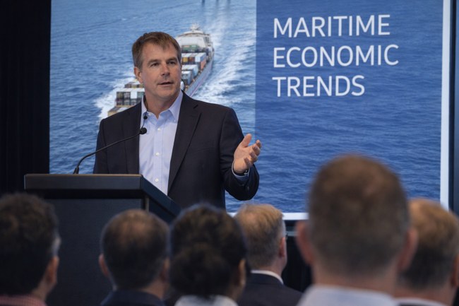John Scannell speaking at a maritime conference